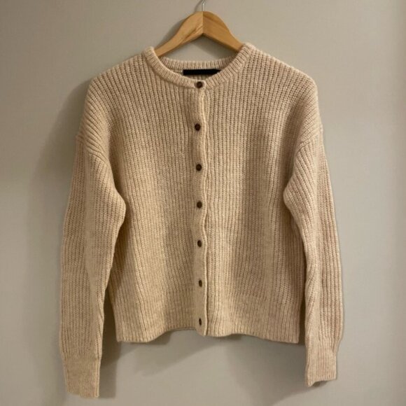NEW Jenni Kayne Hayes Crewneck Alpaca Wool Cardigan in Sand Beige | size S - Picture 5 of 9